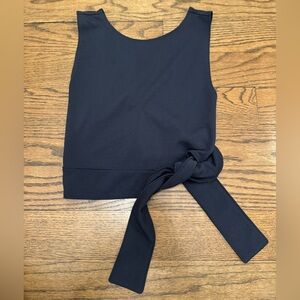 Leith Navy Wrap Tie Waist Sleeveless Top Size S